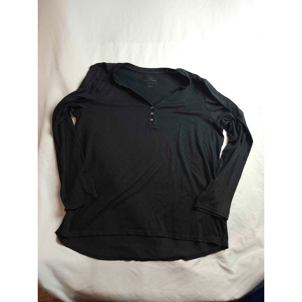 New Directions Intimates Henley Top Womens Large Black Loungewear Sleep Pajama